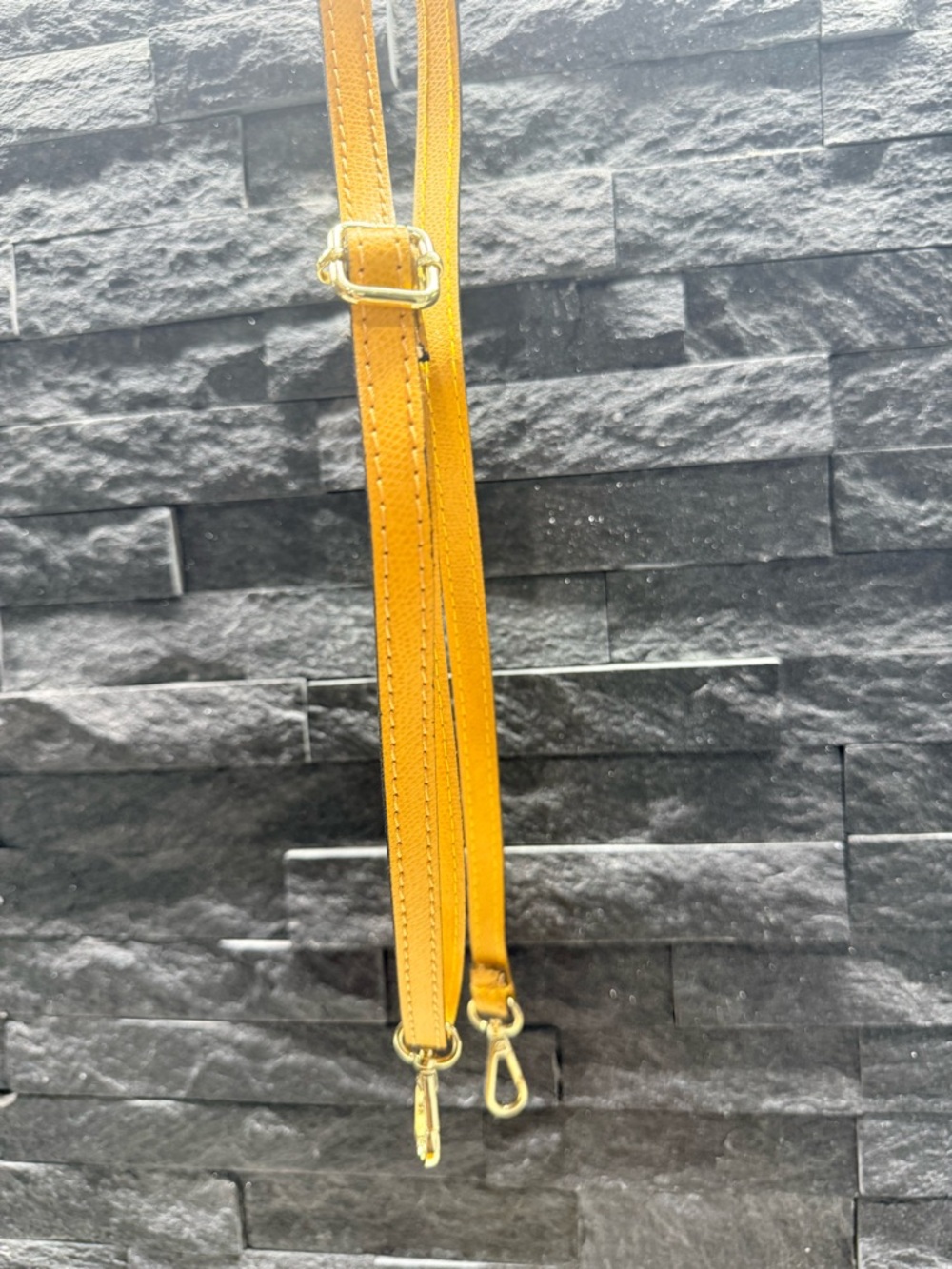 Vera Pelle Genuine Leather Structured Tote Mustard Yellow Pebbled Made in Italy - Picture 7 of 11